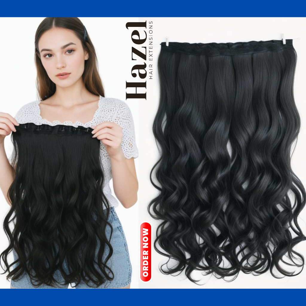 Black Wavy Short 35Cm Five Clip in Extension 5W35B2#